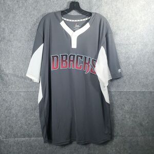Vintage Majestic MLB Arizona Diamondbacks Henley Jersey Mens 2XL Gray Spell-Out